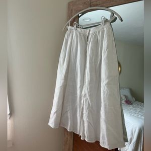 Reformation Cream Button-Front Midi Skirt